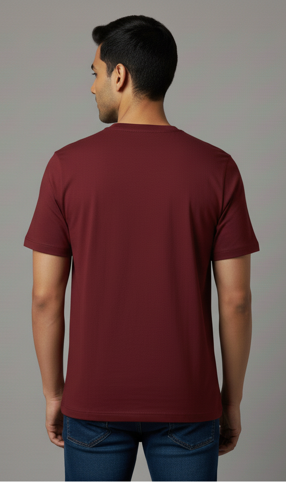 Limitless State Plain Cotton Round Neck T-Shirt - Maroon