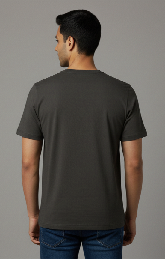 Limitless State Plain Cotton Round Neck T-Shirt - Grey