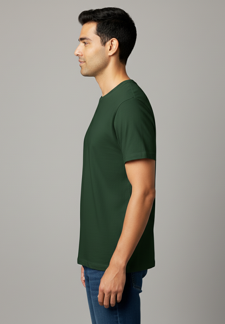 Limitless State Plain Cotton Round Neck T-Shirt - Green