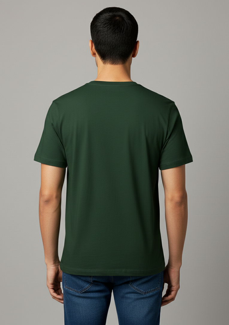 Limitless State Plain Cotton Round Neck T-Shirt - Green
