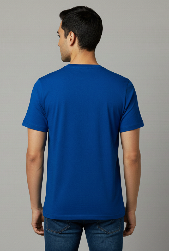 Limitless State Plain Cotton Round Neck T-Shirt - Royal Blue