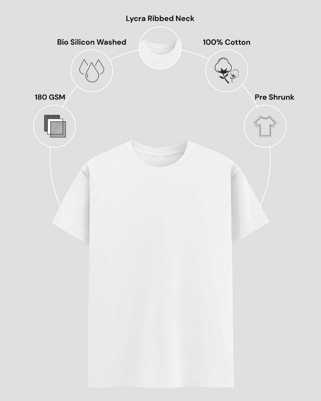 Limitless State Plain Cotton Round Neck T-Shirt - White