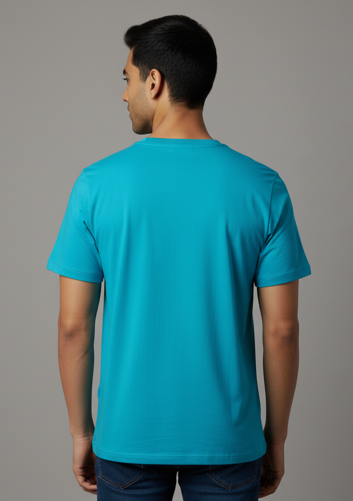 Limitless State Plain Cotton Round Neck T-Shirt - Skyblue