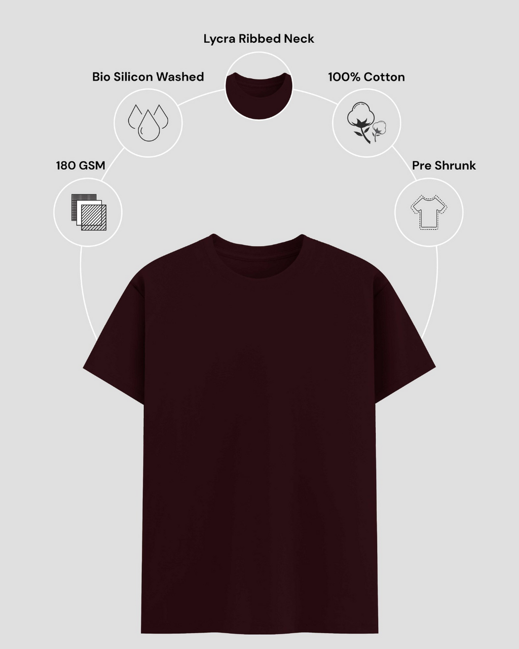 Limitless State Plain Cotton Round Neck T-Shirt - Maroon