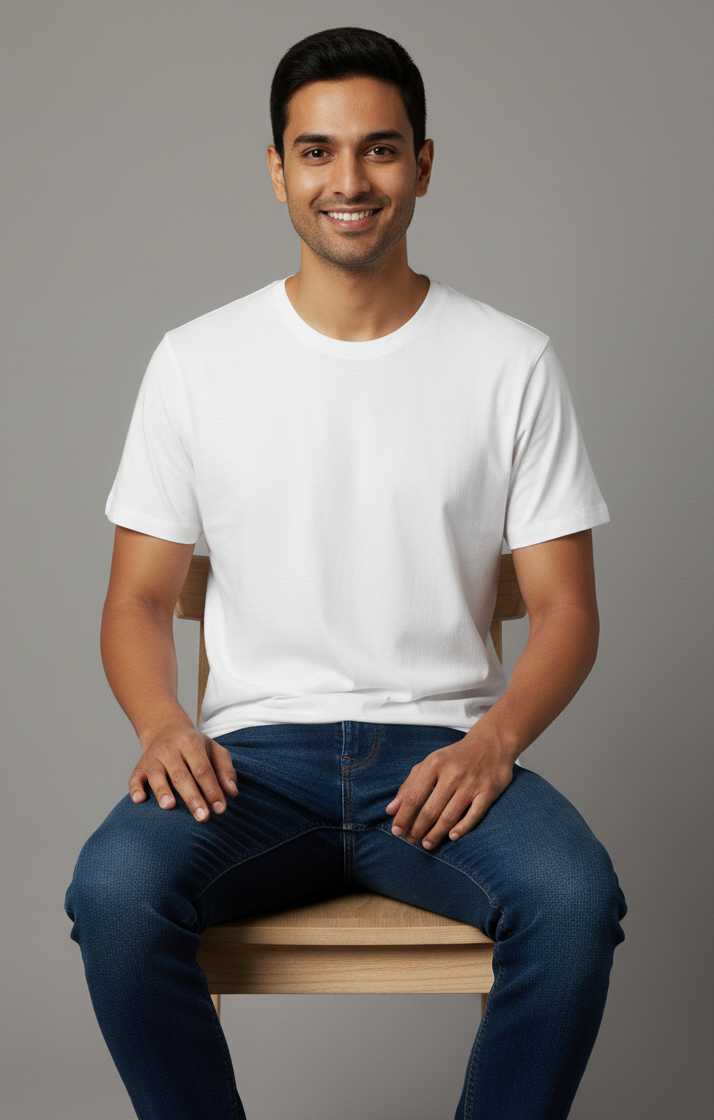 Limitless State Plain Cotton Round Neck T-Shirt - White