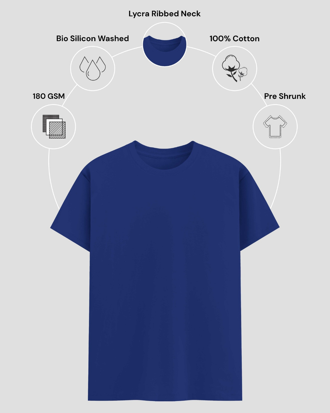 Limitless State Plain Cotton Round Neck T-Shirt - Royal Blue