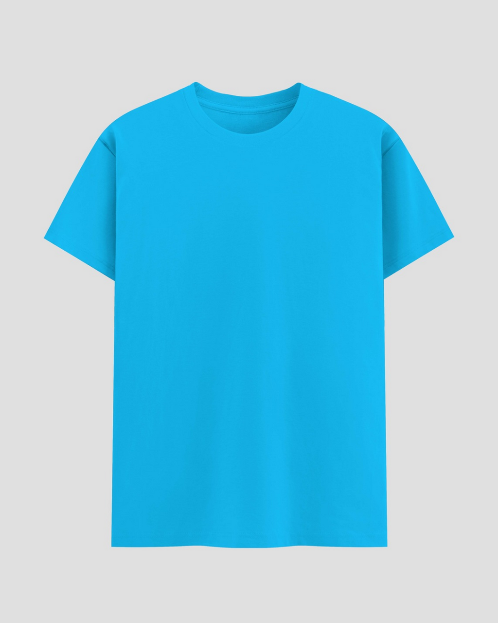 Limitless State Plain Cotton Round Neck T-Shirt - Skyblue