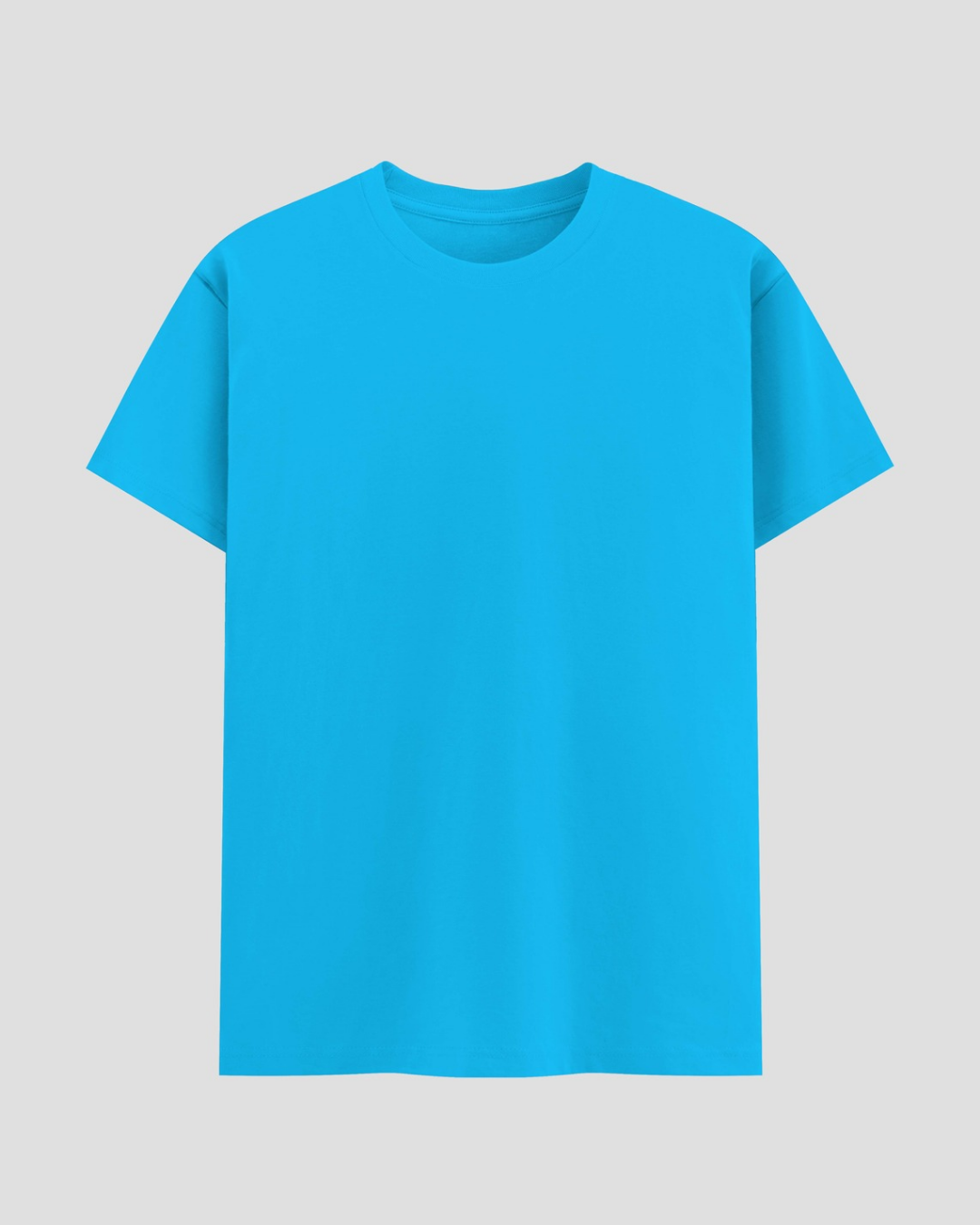 Limitless State Plain Cotton Round Neck T-Shirt - Skyblue